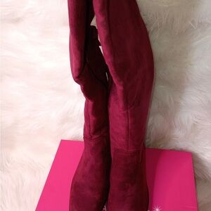 Shoe Dazzle Burgundy Over the Knee Boots